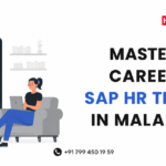 Master your career with SAP HR Training in Malappuram featuring online SAP HR learning illustration, HR Job Training branding, website URL, and contact numbers