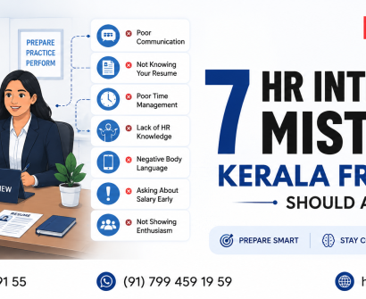 Kerala HR fresher making common HR interview mistakes during job interview illustration