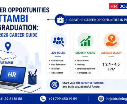 HR career opportunities in Pattambi after graduation infographic showing HR job roles, salary growth, and career opportunities for freshers in 2026
