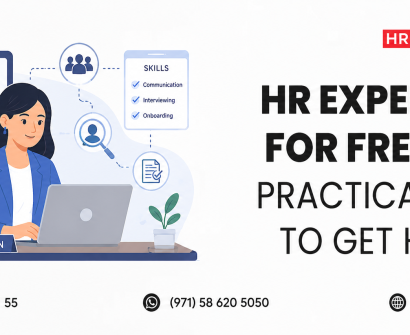 HR Experience for Freshers practical ways to get HR jobs illustration banner with HR trainee working on laptop