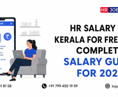 HR salary in Kerala for freshers complete salary guide for 2026 featuring salary overview illustration, career growth details, and HR Job Training branding